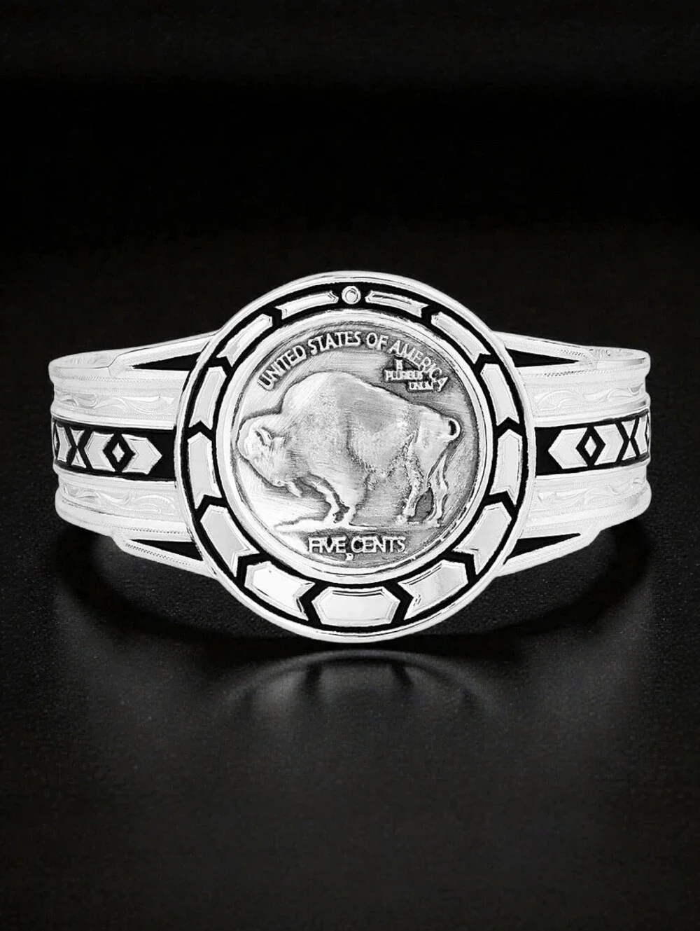 Montana Silversmiths Bracelet Buffalo Plains Nickel Cuff 6.75